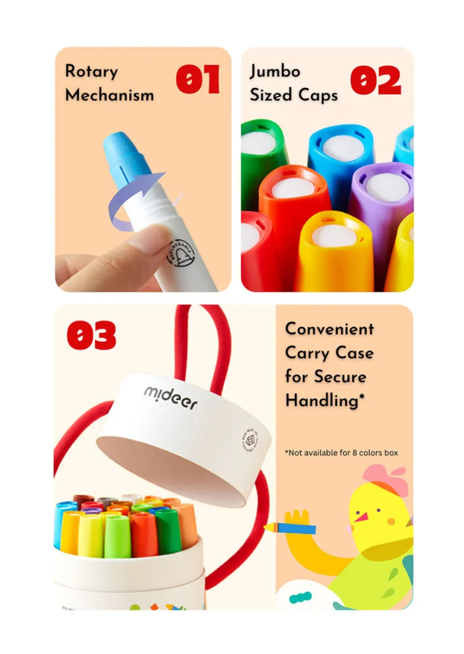 Rotary washable crayons / 12 colors