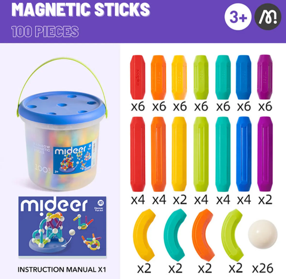 Magnetic sticks - 100 pcs