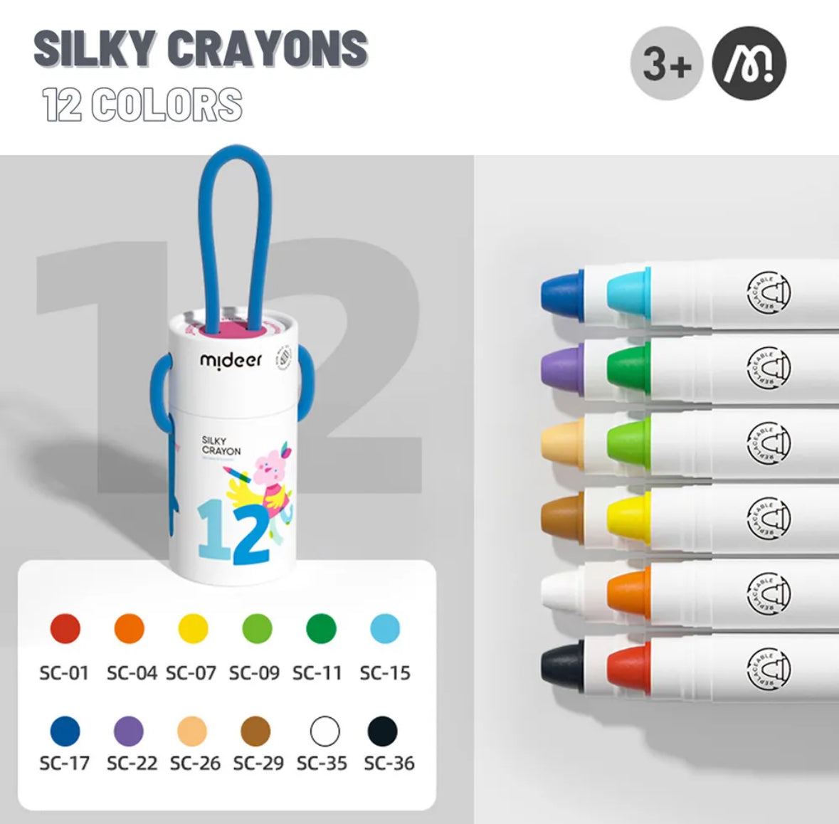 Rotary washable crayons / 12 colors