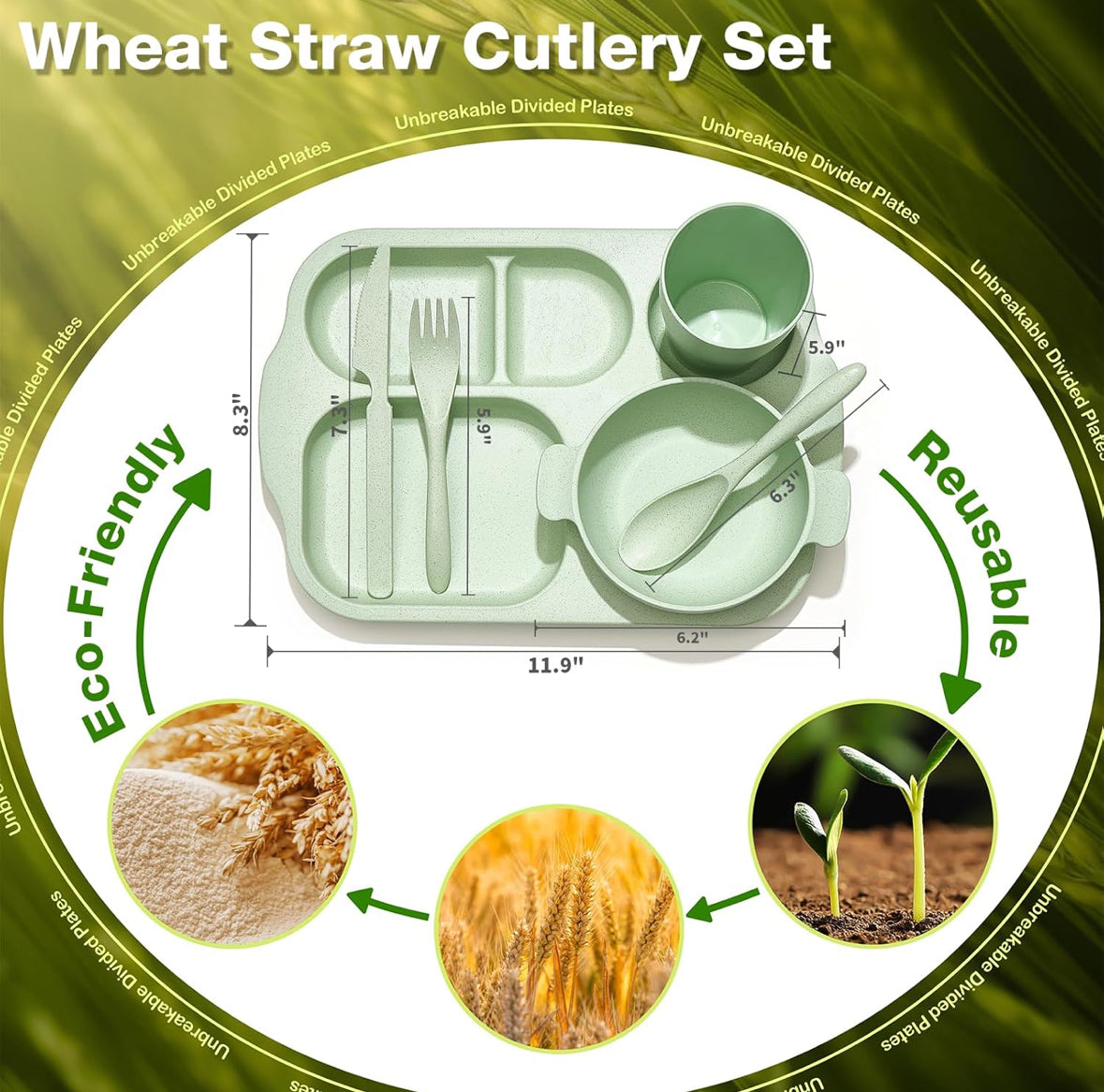 Wheat Straw Dinnerware Cutlery Set - 24 pcs