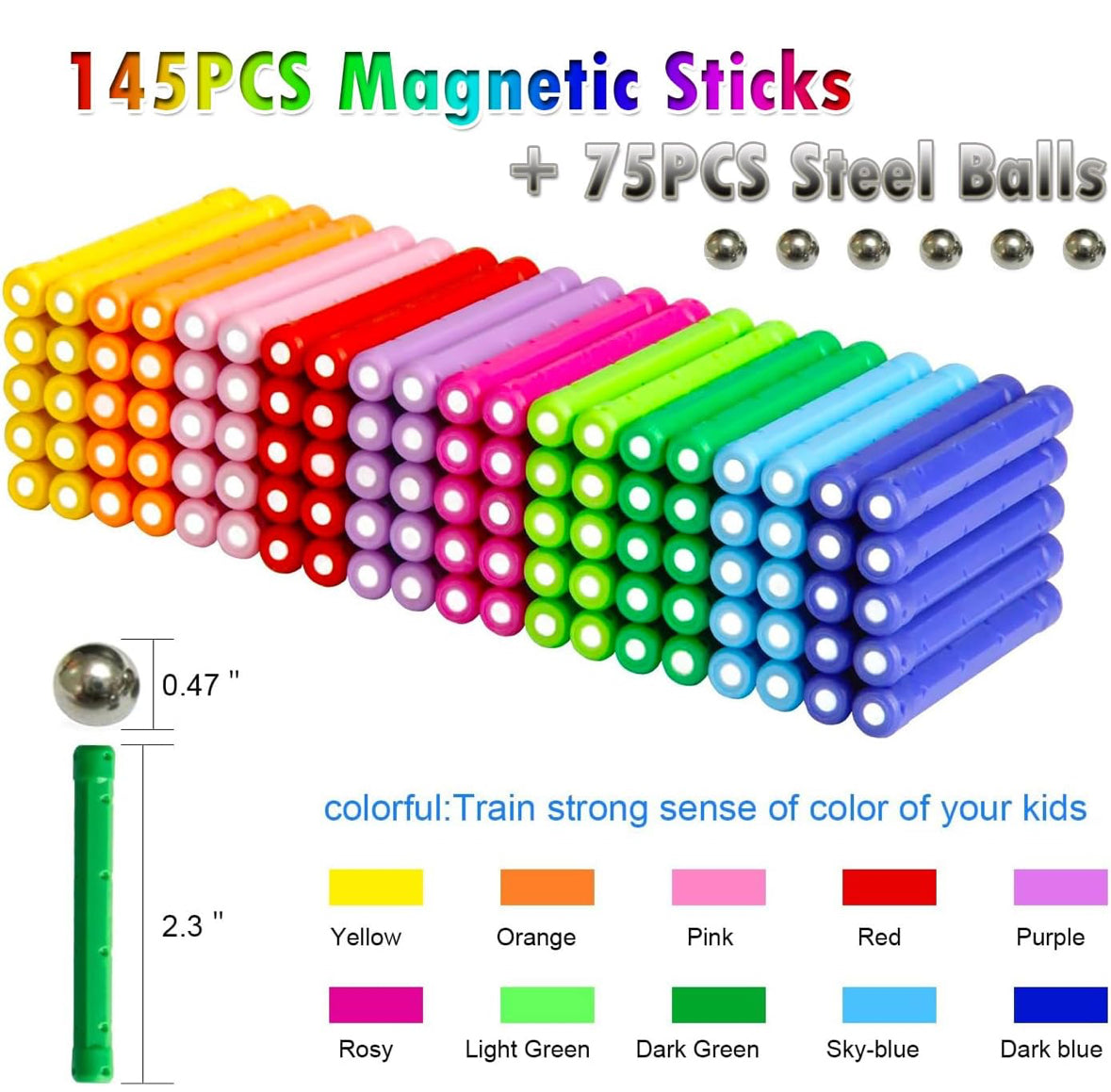 Magnetic Building Sticks Blocks - 220pcs