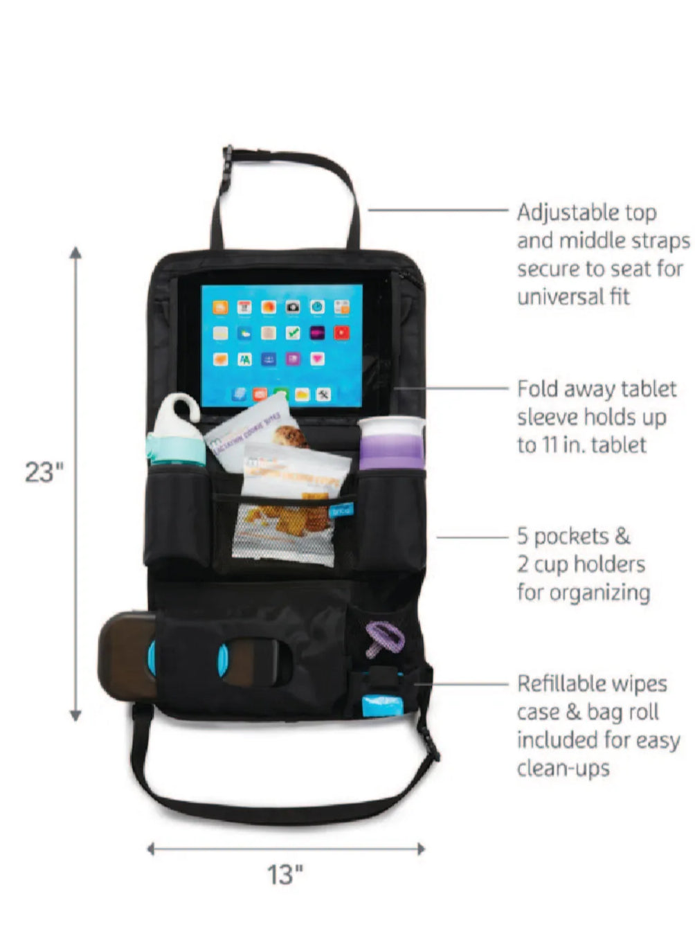 Brica backseat organizer with wipes case