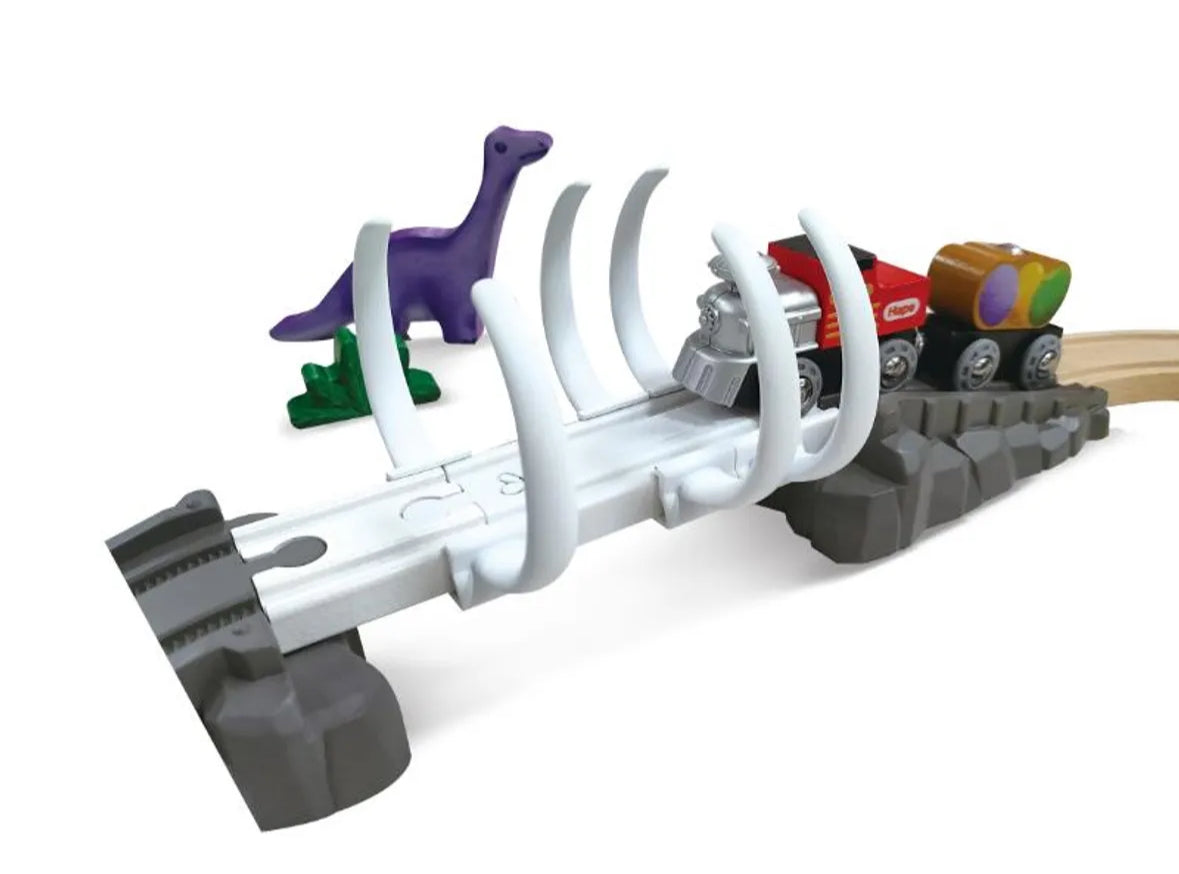 Dino wooden railway adventure set glow in the dark (61 pcs )