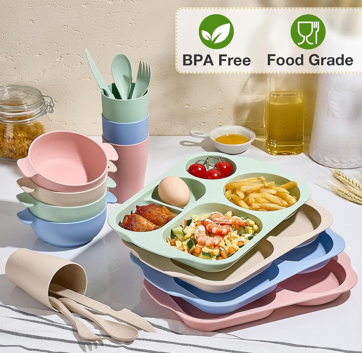 Wheat Straw Dinnerware Cutlery Set - 24 pcs