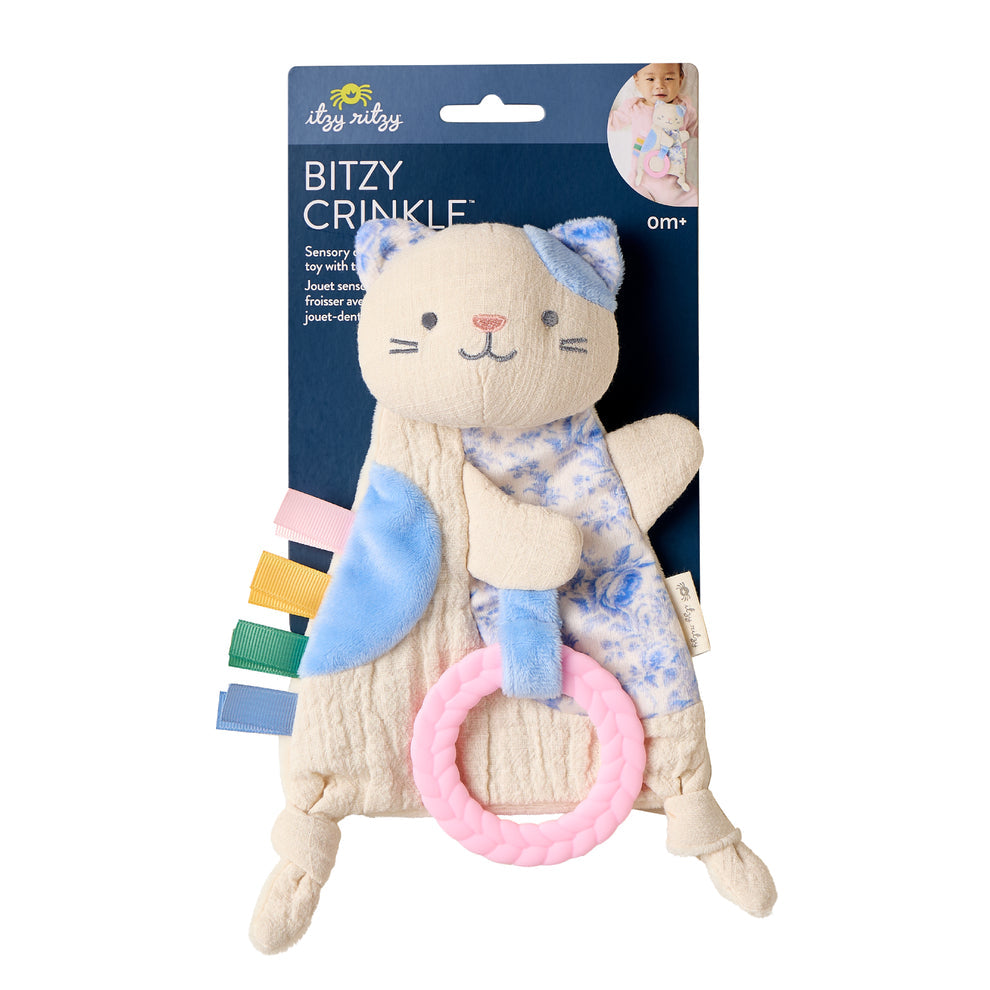Bitzy crinkle sensory crinkle toy with teether