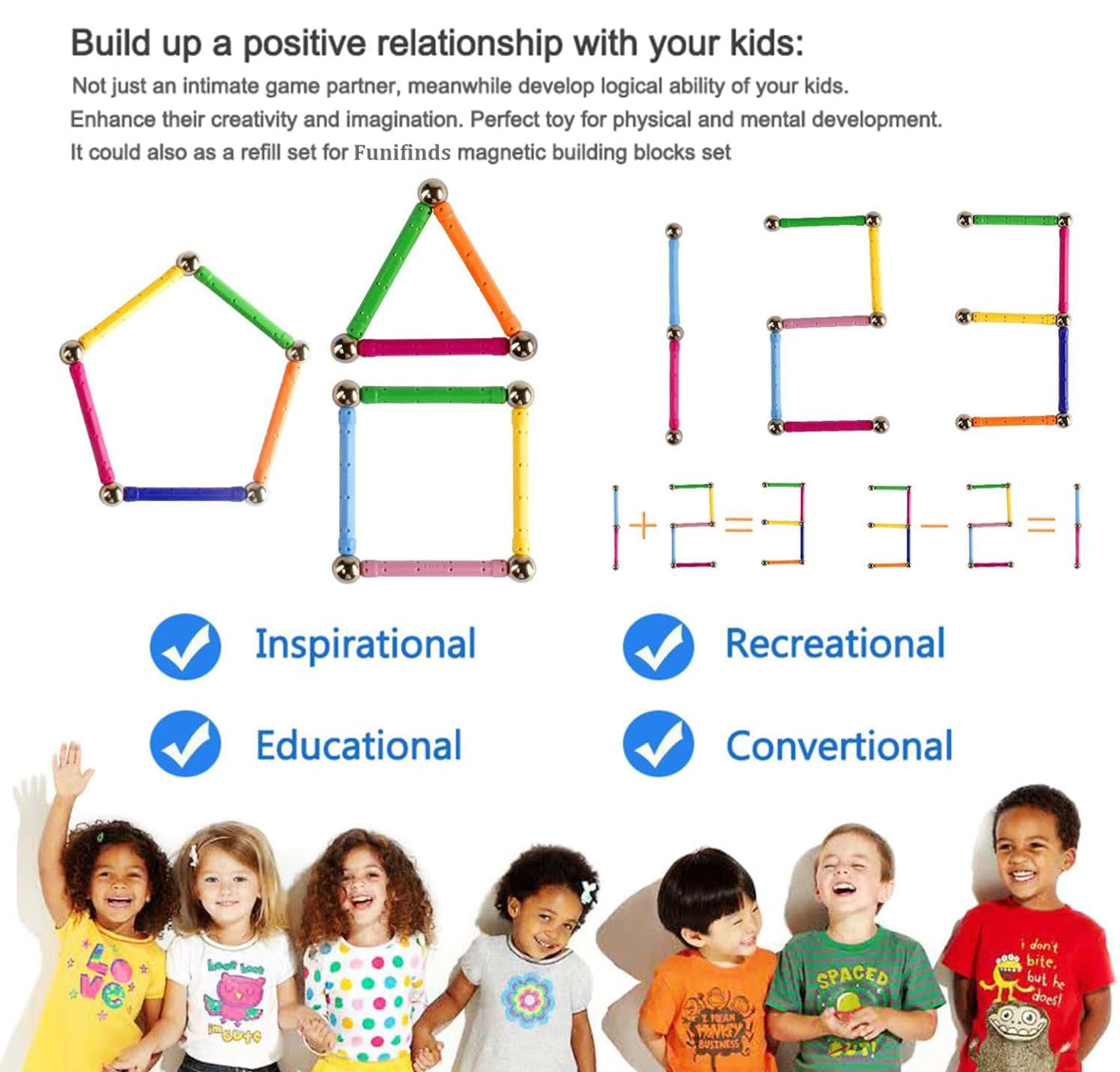 Magnetic Building Sticks Blocks - 220pcs