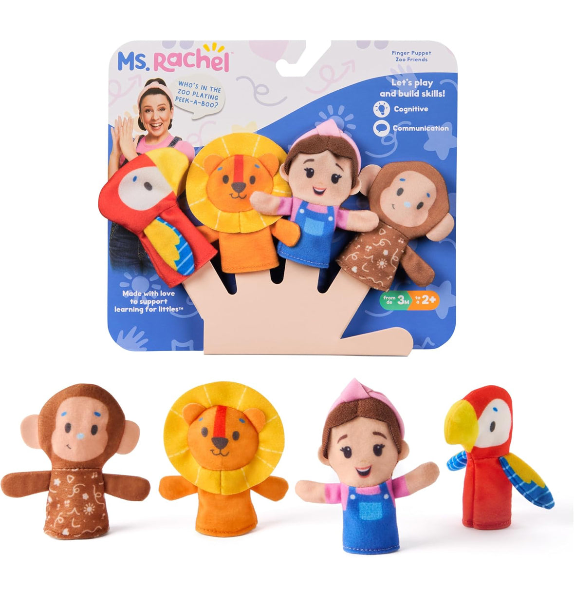 Ms.Rachel finger puppets zoo friends - 4pack
