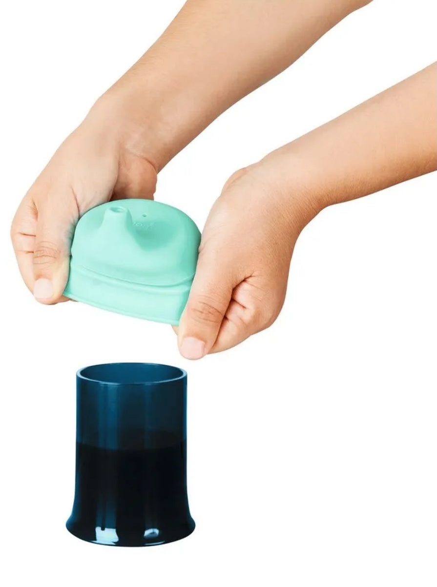 Snug stretchy silicone reusable spout lids with containers