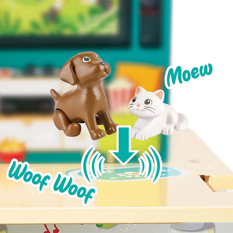 Rock & slide wooden playhouse with sound effects