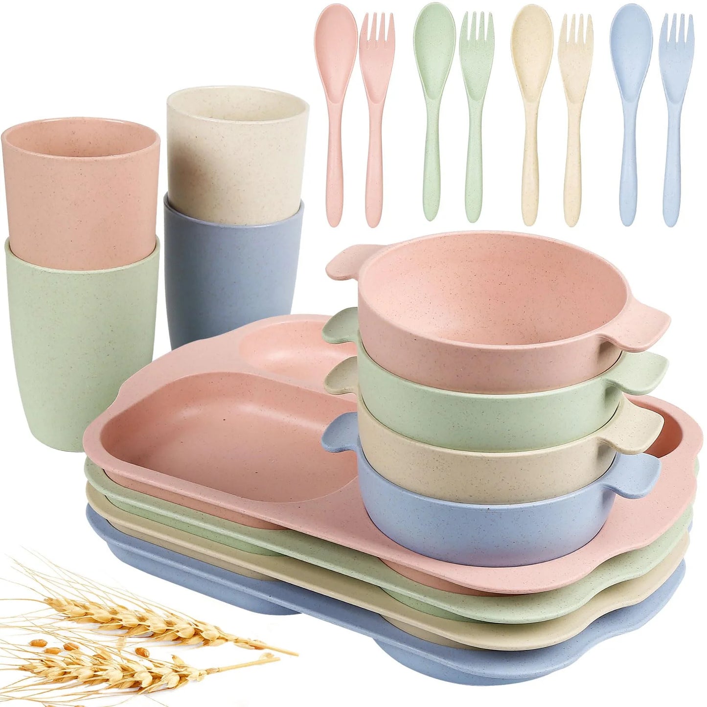Wheat Straw Dinnerware Cutlery Set - 24 pcs