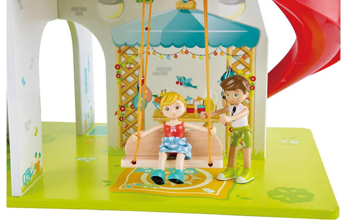 Rock & slide wooden playhouse with sound effects