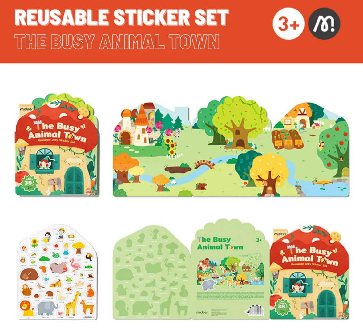 Reusable sticker - animal town