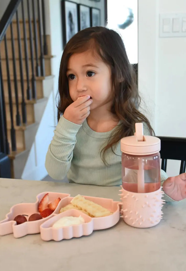 Divided silicone suction plate - pink unicorn