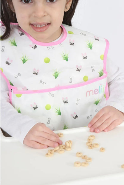 Fold up bib - 2pcs / white&pink