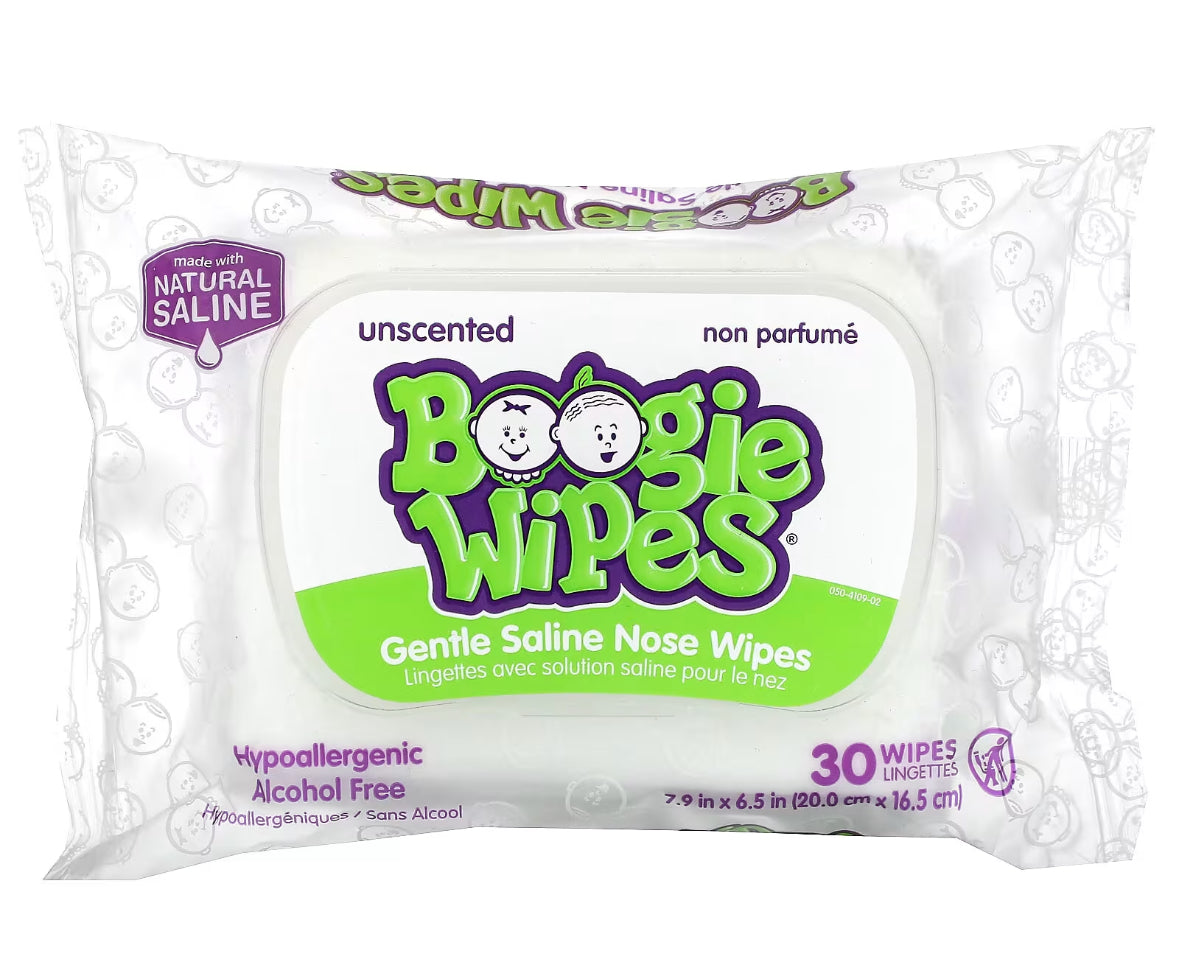 Gentle saline wipes for stuffy noses