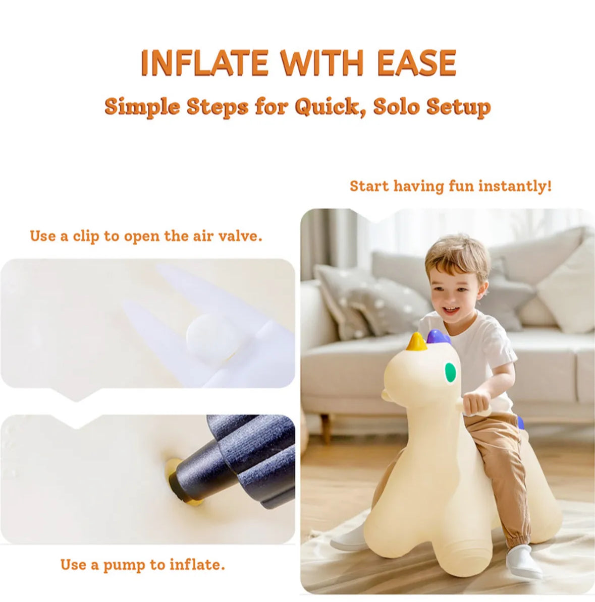 Inflatable bouncy horse