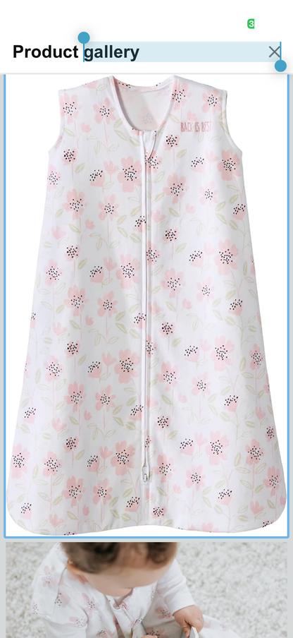 wearable blanket 100 cotton tog 0.50- small/ Blush Wildflower