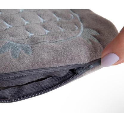 Cherry seeds filled velvet colic pillow owl - grey