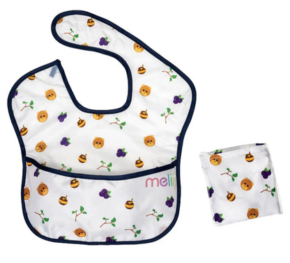 Fold up bib - 2pcs / white&navy