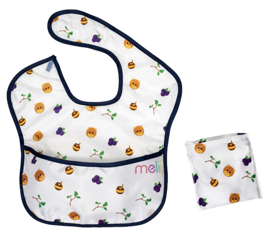 Fold up bib - 2pcs / white&navy