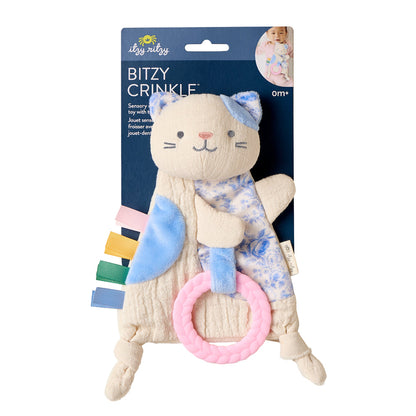 Bitzy crinkle sensory crinkle toy with teether
