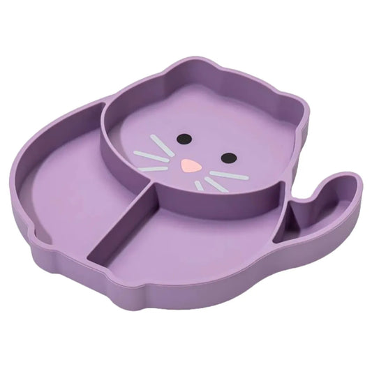 Divided silicone suction plate - purple cat