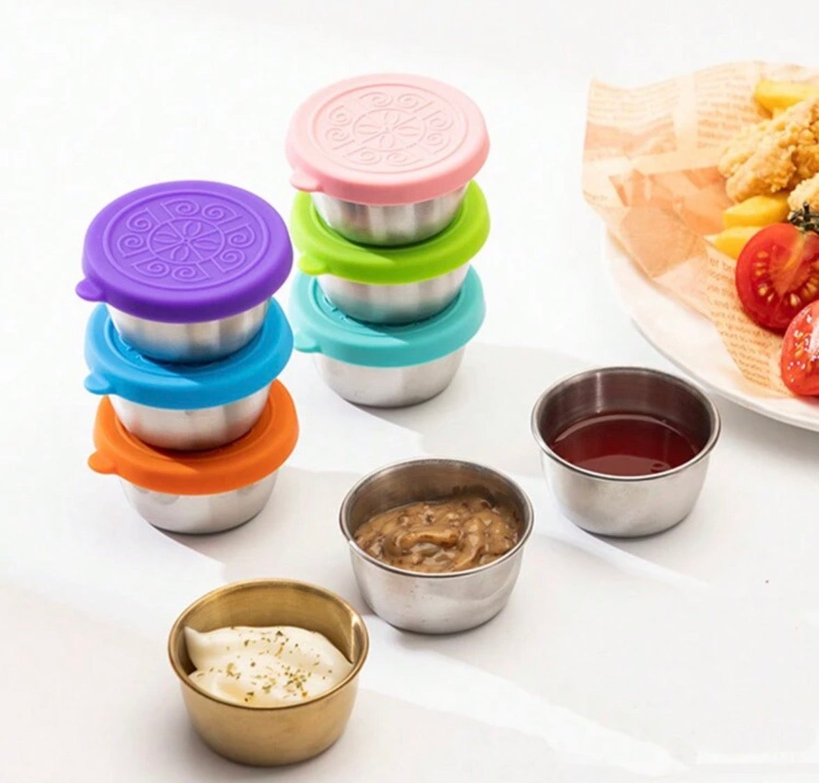 Stainless Steel Condiment Containers - 6 pcs