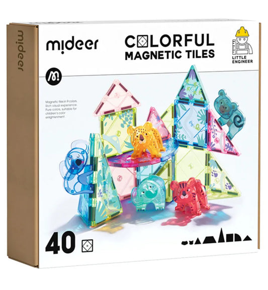 Colorful magnetic tiles - animal kingdom (40 pcs)