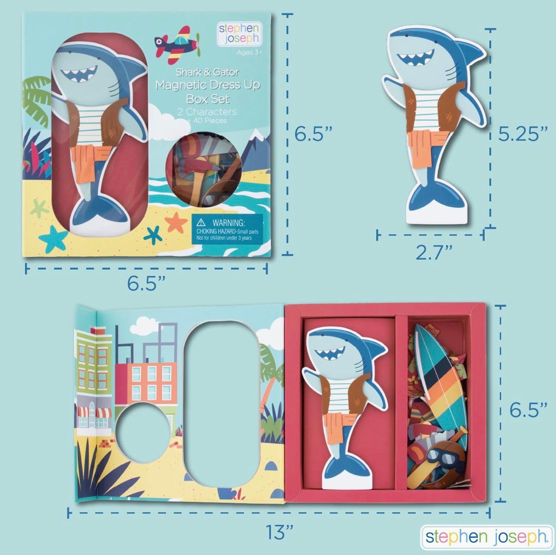 Magnetic dress up doll - shark and gator