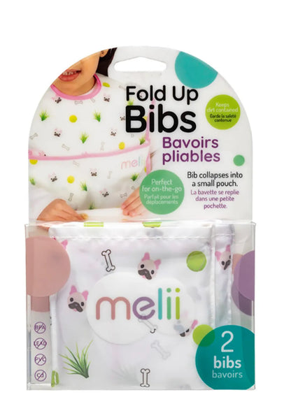 Fold up bib - 2pcs / white&pink