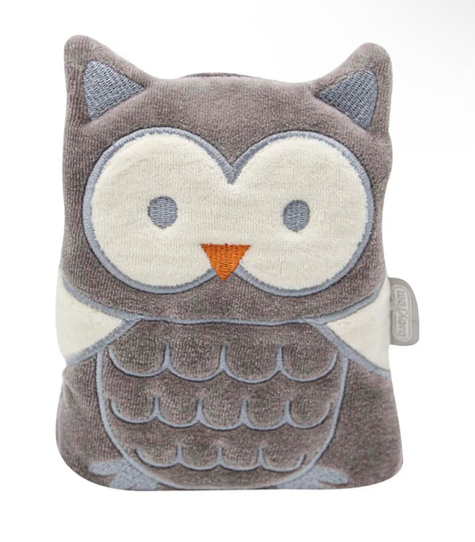 Cherry seeds filled velvet colic pillow owl - grey
