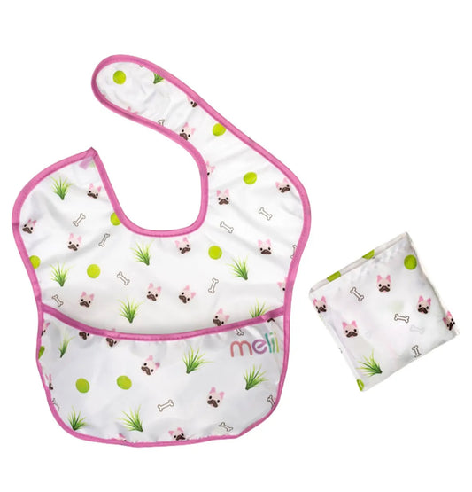 Fold up bib - 2pcs / white&pink