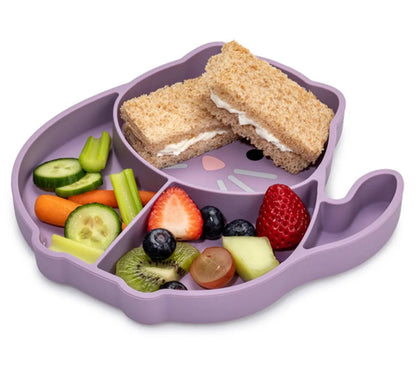 Divided silicone suction plate - purple cat