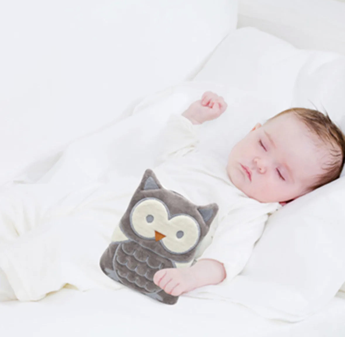 Cherry seeds filled velvet colic pillow owl - grey